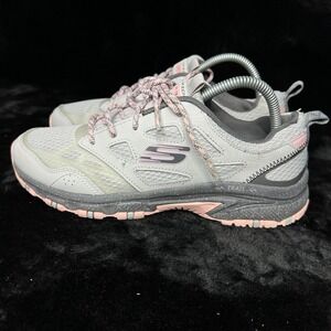 Skechers Hillcrest Pure Escapade Women 8.5 Trail Running Shoes Gray Pink Sneaker